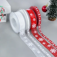 520m christmas snowflake ribbon roll printed organza ribbon for xmas new year party gifts wrapping decor bows diy wreath craft