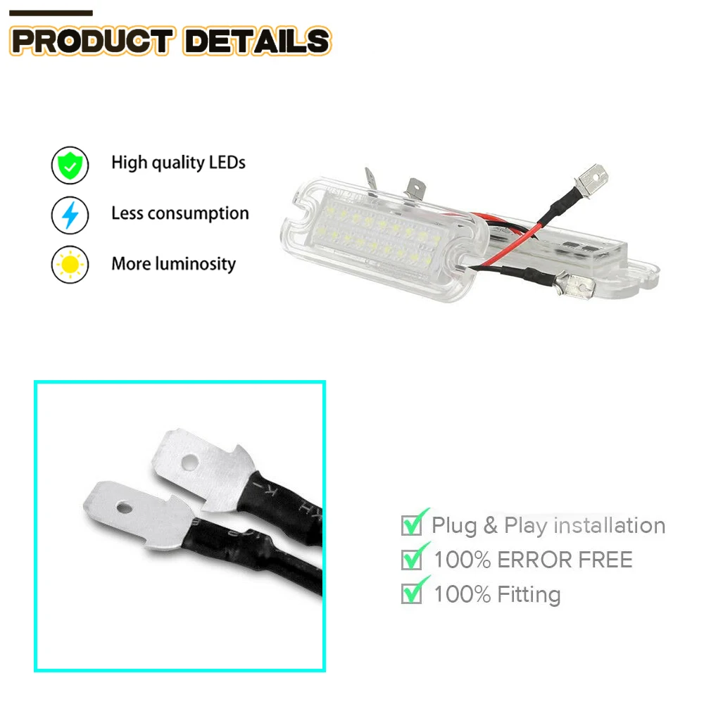 

2Pc LED Number License Plate Light Rear Lamps Bulb Assy For Mercedes Benz G500 G550 1990-2012 W463 G-CLASS G63 G65 G55 AMG