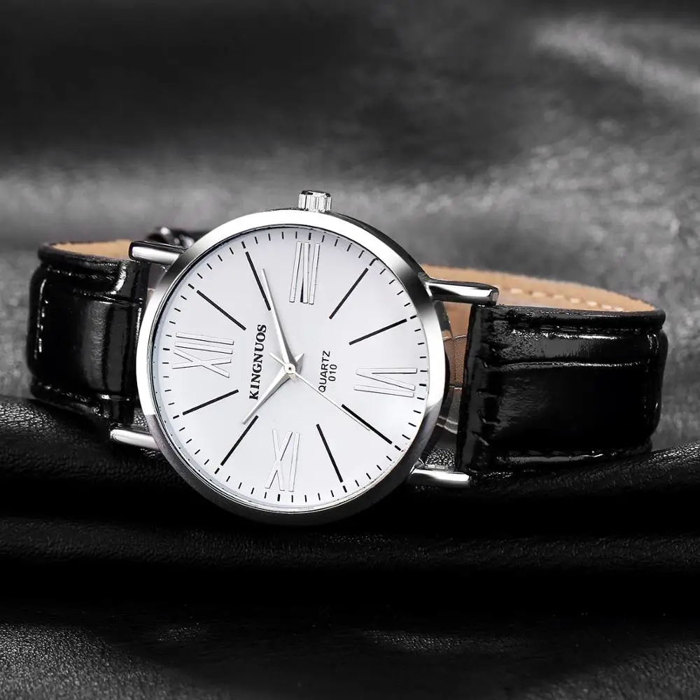 New fashion casual men's and women's belt Roman numerals quartz watch leather strap waterproof watch
