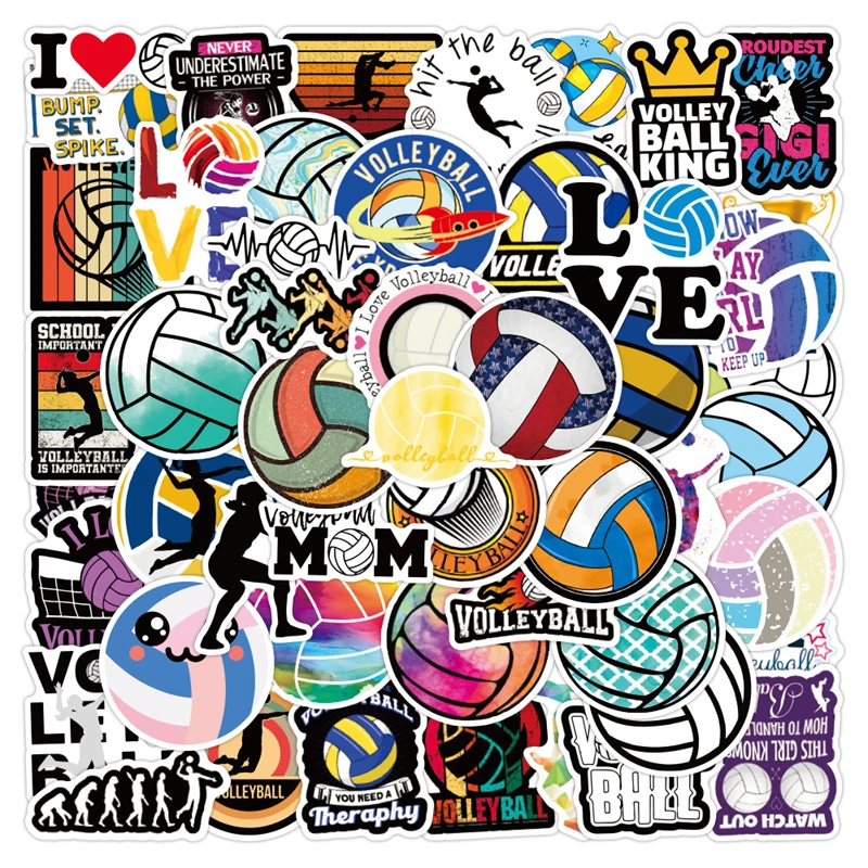 10/30/50 PCS New Volleyball Doodle Graffiti Waterproof Sticker Motorcycle Phone Computer Luggage Fridge Notebook Helmet Guitar | Игрушки и