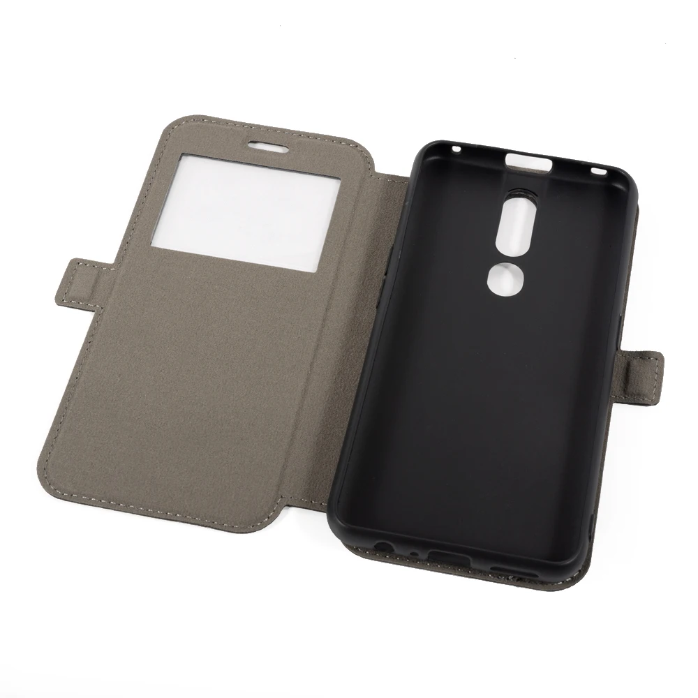 Pu Leather Phone Bag Case For OPPO F11 Pro Flip View Window Book Soft Tpu Silicone Back Cover | Мобильные телефоны и