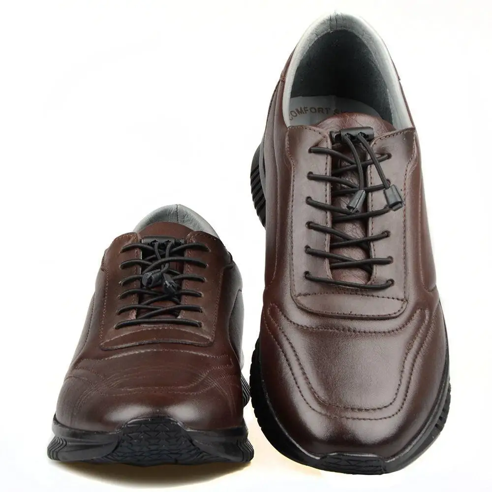 

FootCourt- Brown Genuine Leather Smart Casual Mens Shoes Sneakers Breathable Comfortable Rubber Sole New Collection Retro Scarpe