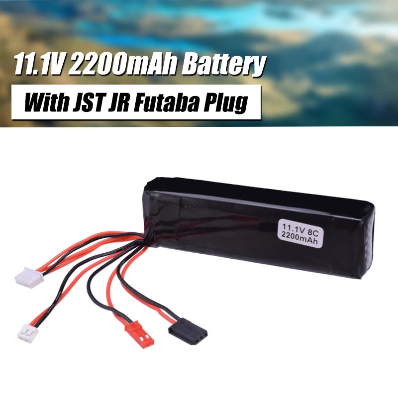 

11.1V 2200mAh 8C 3S Lipo Battery JST JR Futaba Plug Rechargeable For RC Drone Helicopter Quadcopter Transmitter Parts