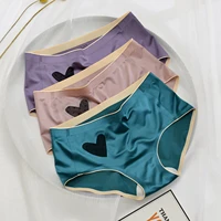 ice silk traceless underwear womens sexy middle waist love womens belly closed and hip raised briefs breathable cotton crotch