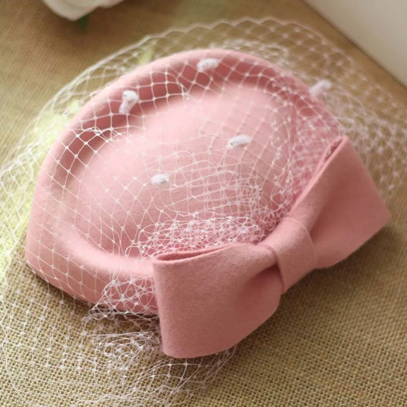 Fibonacci Женская шерстяная шляпа в виде таблетки винтажный сетчатый галстук бабочка