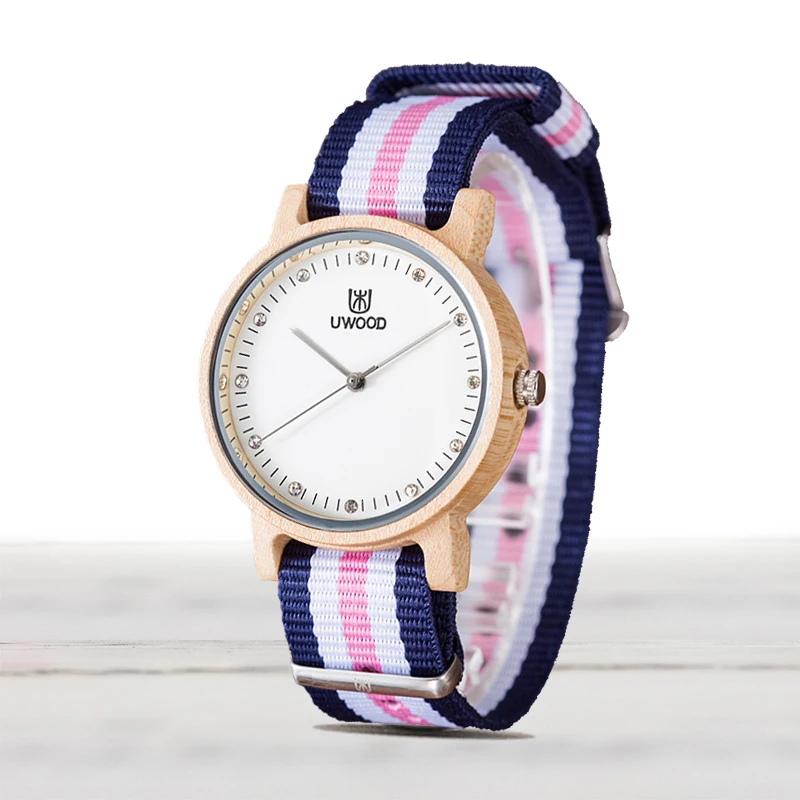 

Женские кварцевые часы Uwood, наручные часы с нейлоновым ремешком
