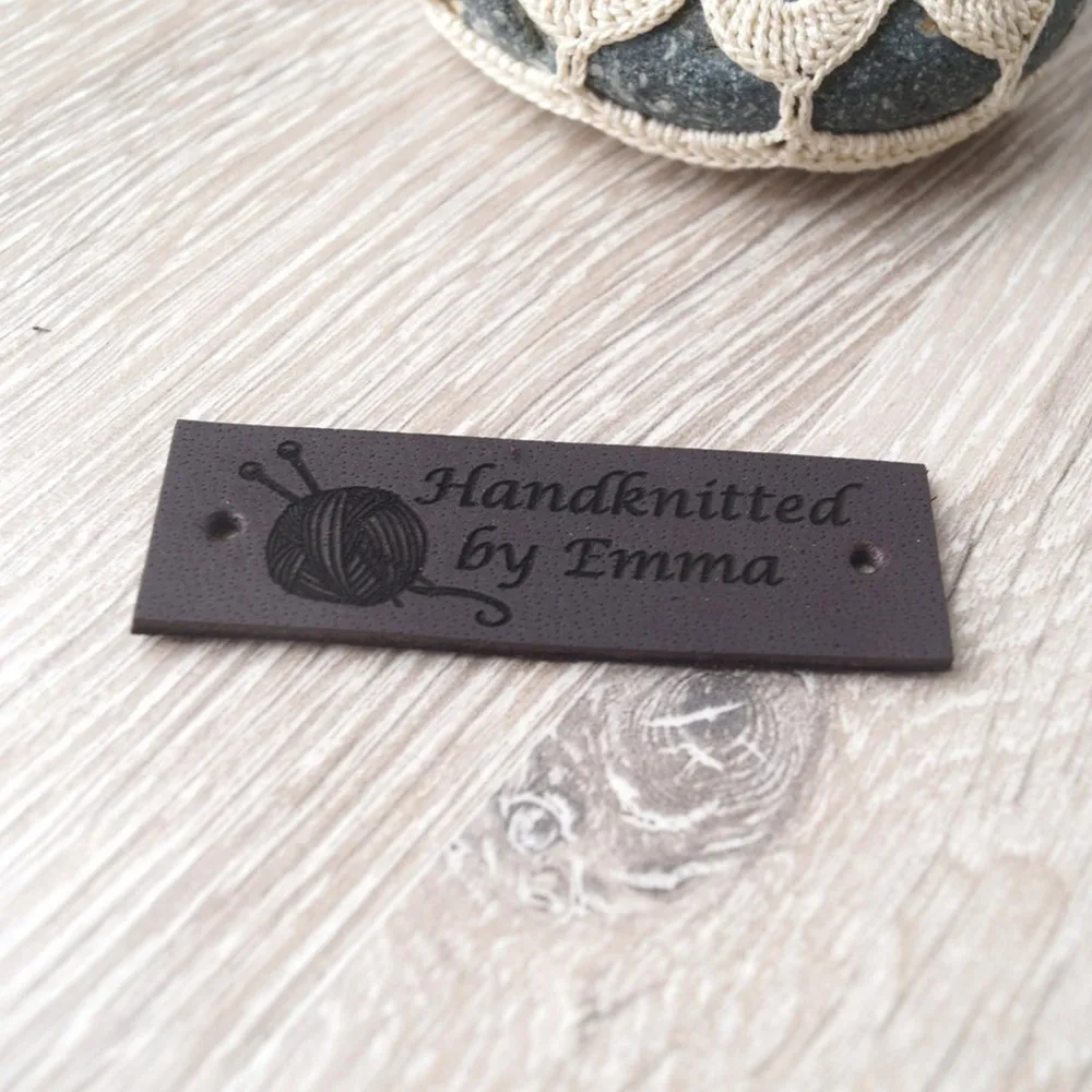 

50pcs Custom logo branding tags, labels for knitted products, Care Labels, Fabric Labels, Crochet leather labels, Garment Labels