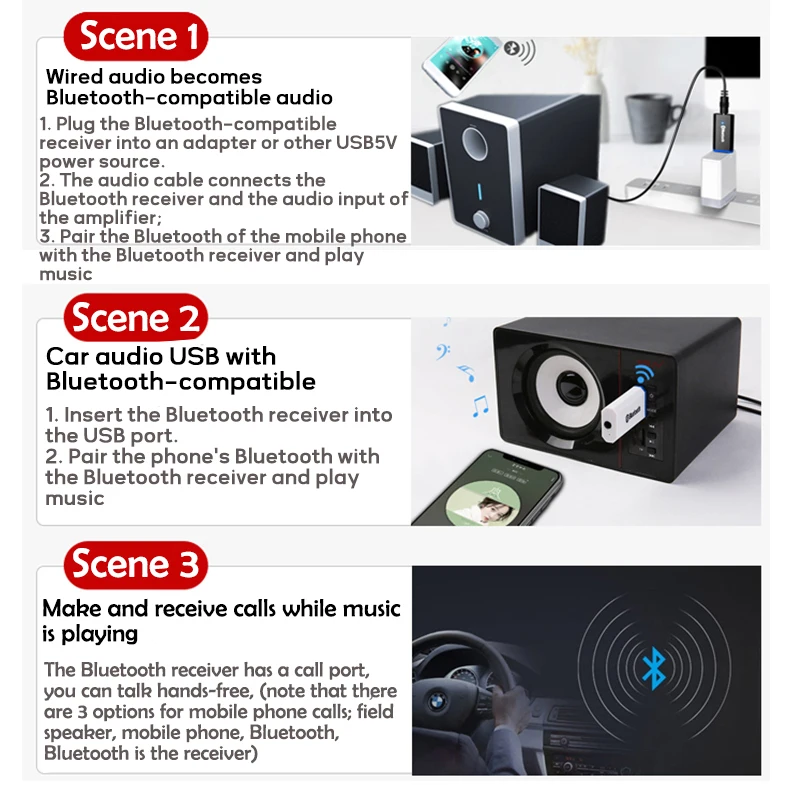 5 в Bluetooth-совместимый приемник для динамика аудио адаптер мобильный телефон