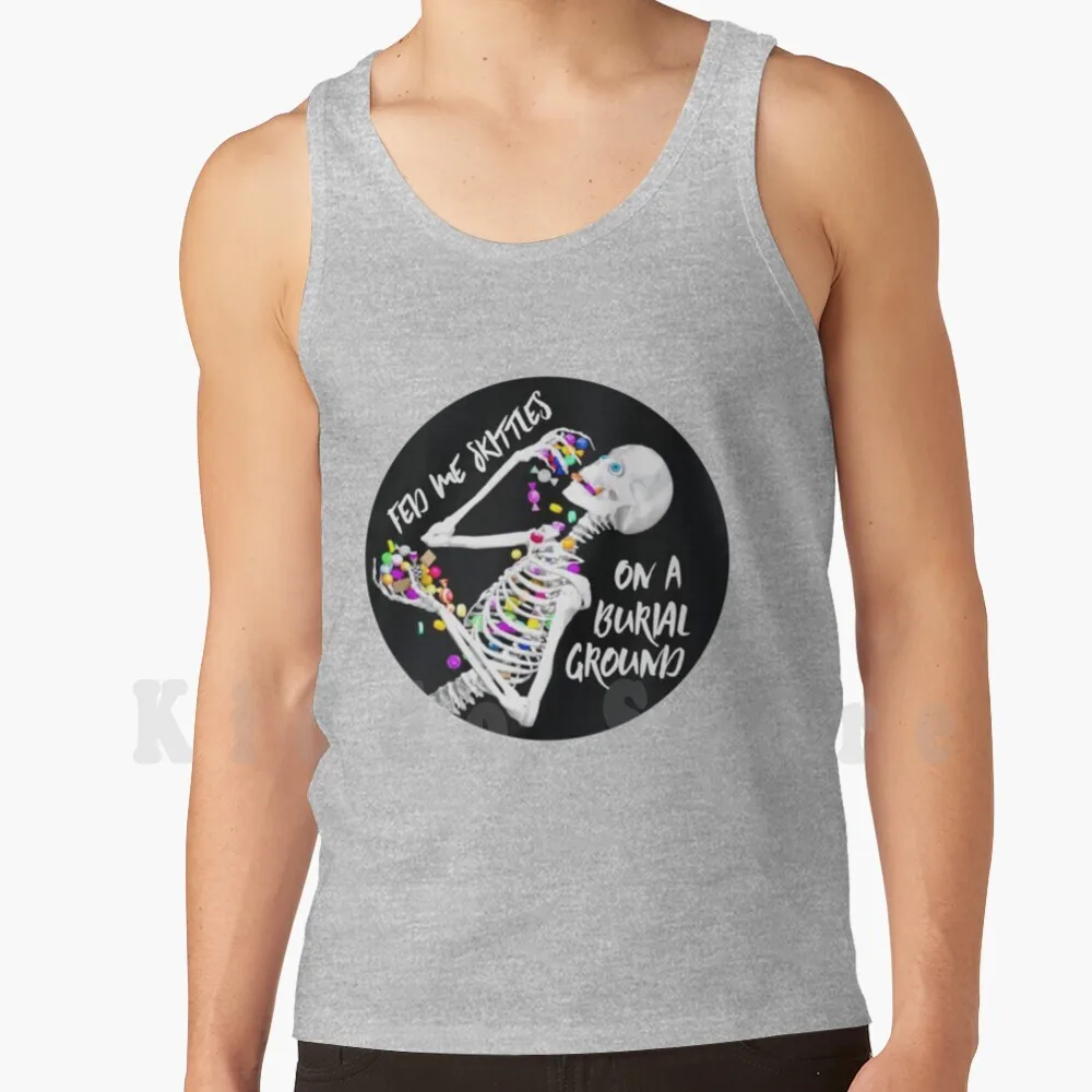 Майка с надписью Fed Me Skittles на земле захоронения топ жилет 100% хлопок танцевальный