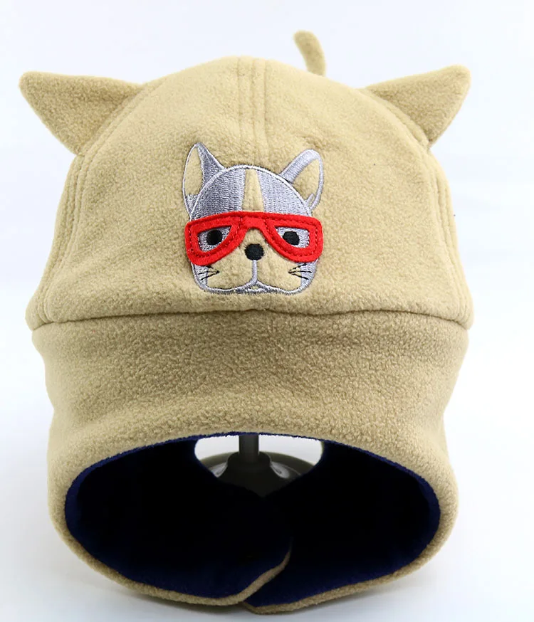 Теплая зимняя шапка с рисунком медведя кролика динозавра принтом для маленьких