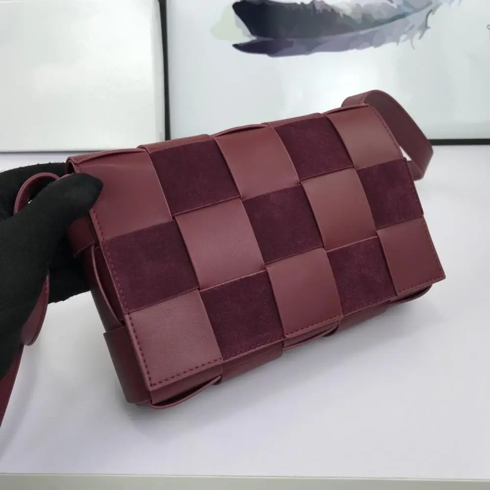 Wine-Red-Villus Роскошная женская сумка, модная тканая сумка через плечо, стильная кожаная сумка из натуральной кожи, сумка на плечо, повседневная сумка с магнитным замком - Цвет: Wine-Red-Villus