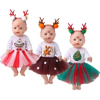 40 43 cm boy american dolls clothes christmas deer suit skirt newborn baby toys dress fit 18 inch girls doll gift f943