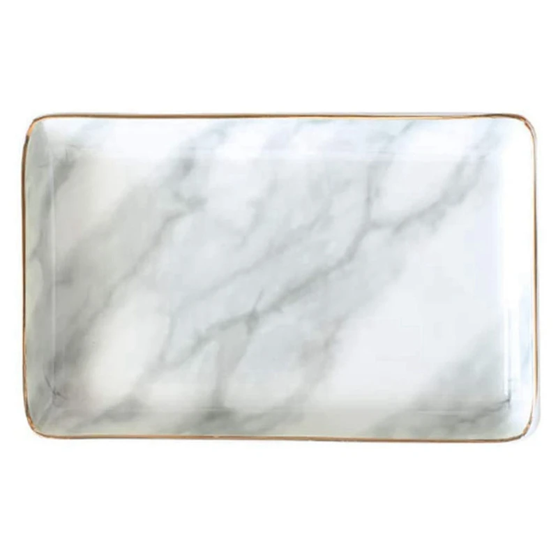 

1 Pcs Marble Ceramic Jewelry Tray Ring Necklace Storage Box & 1 Pcs Solid Wood Earring Storage Board Jewelry Stand