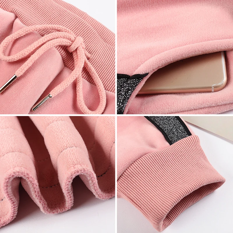 Женские повседневные спортивные штаны осенне-зимние свободные теплые брюки