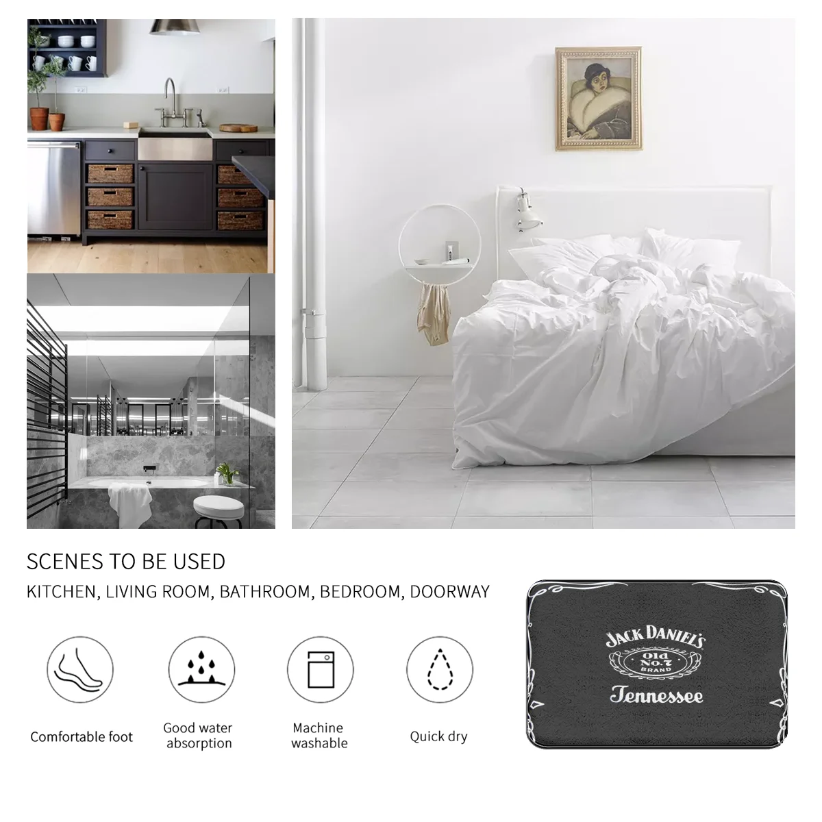 

Jack-Daniels Graphic Printed Flannel Room Bathroom Mat Doormat Size 40Cm By 60Cm Room Bedroom Home Decoration Free Shiping