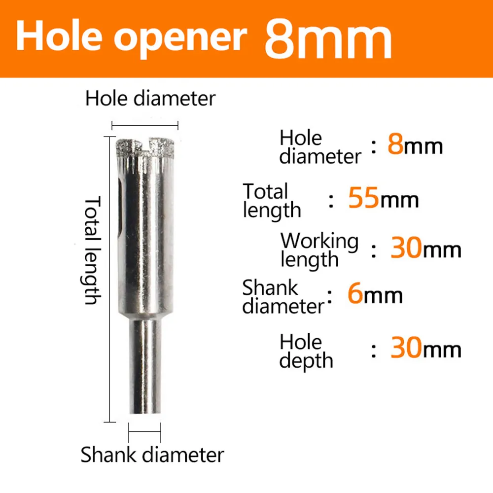 

Tile Hole Saw 4-12mm 5pcs Cutter Diamond Drill Bit Durable High Quality
