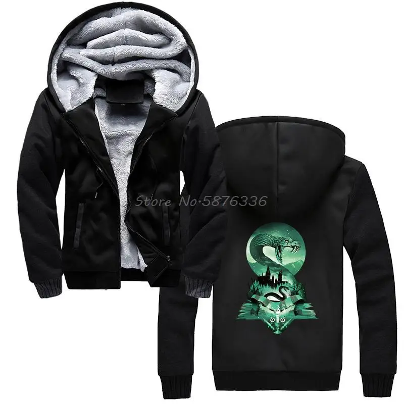 Мужская толстовка с капюшоном House Of Slytherin утепленная уличная одежда в стиле