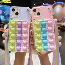 Coin Purses Pop Case For Xiaomi Mi 11 11i 11X 10 10T 10i 10S 9T 9 8 SE Pro 5X 6X A1 A2 A3 Lite Wallet Fidget Toys Hearts Cover