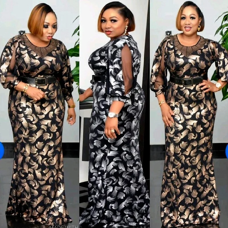 5XL 6XL Puls Size Spring Autumn Women's Clothing 2021 African Long Dresses For Women Sequins Fashion Maxi Dress Big 4XL 3XL |