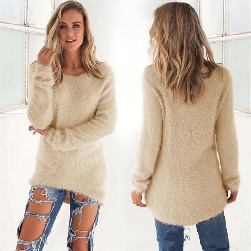 

Plus Size Knitted Sweaters Women O Neck Pullovers Casual Loose Long Sweater Winter Fashion Clothes Pull Femme Hiver
