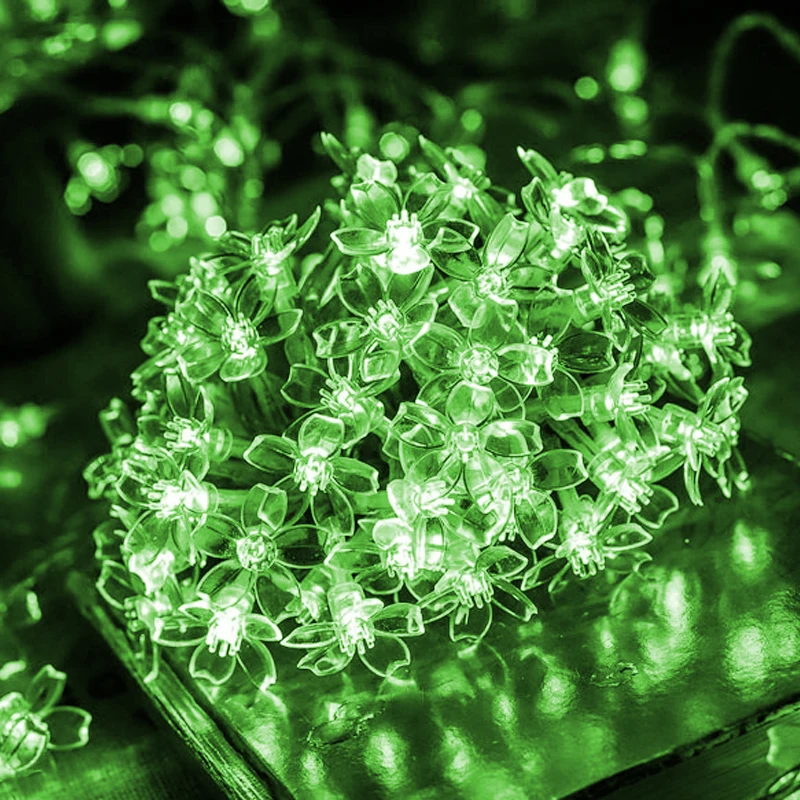 Green 10/20 Вт, 30 Вт, 50 м вишня в цвету гирлянда со сказочными огнями светодиодный светящаяся гирлянда в виде цветов для елки Свадебная декорация внутри снаружи - Испускаемый цвет: Green