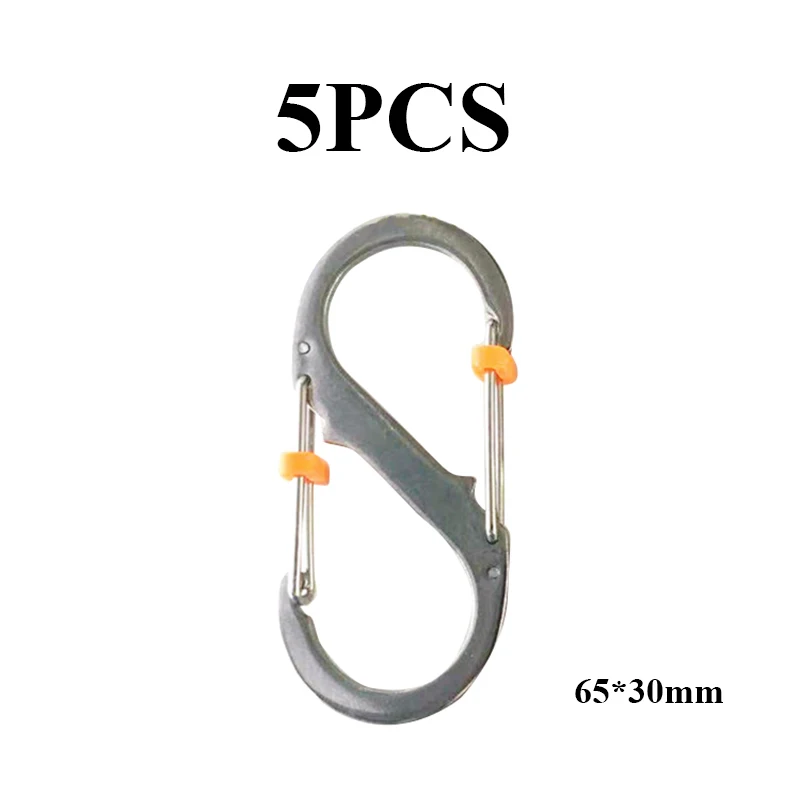 5pc with lock silver 5 шт./лот S Тип альпинистский крюк мини брелок карабин средство для выживания на открытом воздухе двойная Пряжка брелок 8 Форма Пряжка для кемпинга - Цвет: 5pc with lock silver