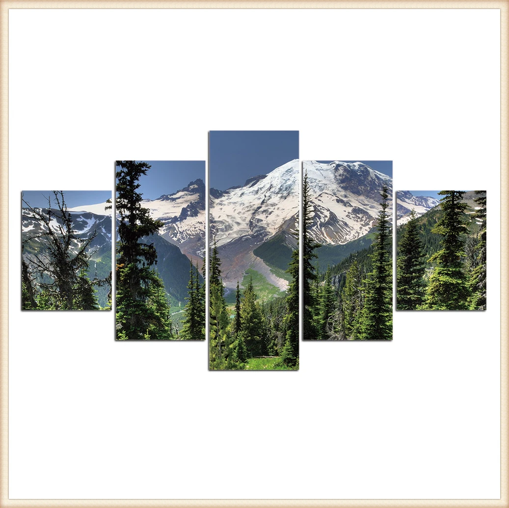 

HD 5 Pieces Scenic Snow-capped and Lakes Pictures Posters Wall Art Home Decor for Living Room Painting Wall Art Anime Poster