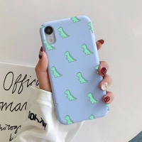 cute dinosaur phone case for iphone 13 12 11 pro max x xs max xr candy color soft cover for iphone 7 8 6 6s plus funda cases