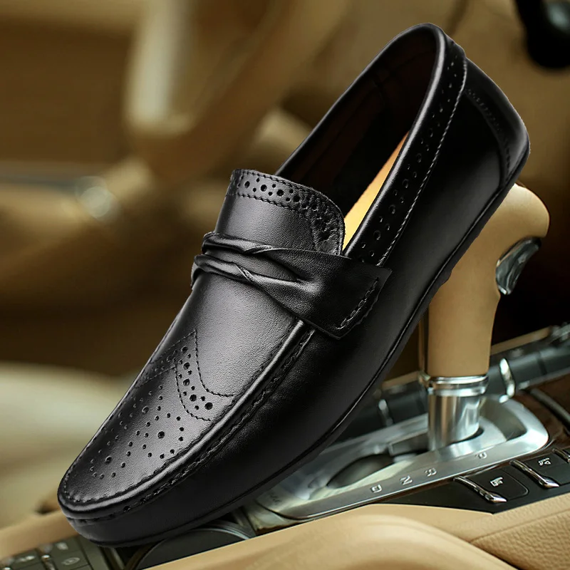 Men Loafers Shoes Genuine Leather Casual Sneakers Male Fashion Carved Boat Footwear Soft Dress Party Chaussure Homme | Обувь