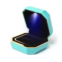 new fashion plastic octagonal jewelry box ring pendant necklace matte paint very texture built in led light multi color optional