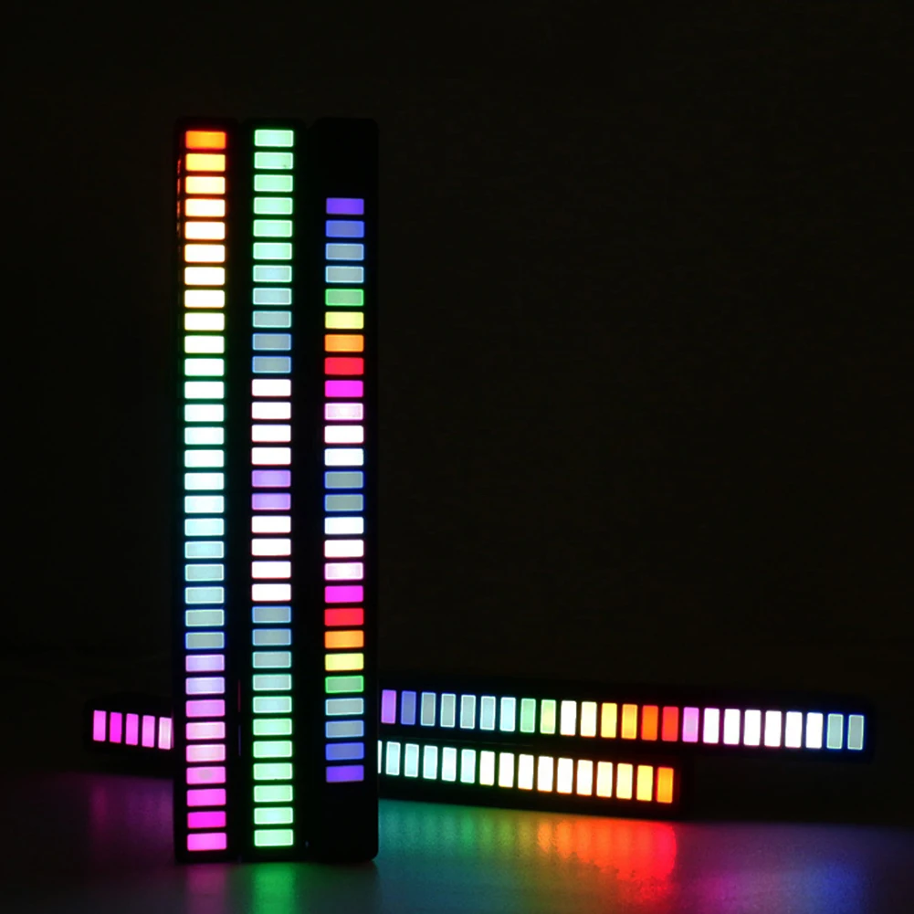 

СВЕТОДИОДНЫЙ Автомобильный полоски светильник 32 Бусины Красочные Голос Управление высокочувствительный микрофон атмосфера Музыка Настол...