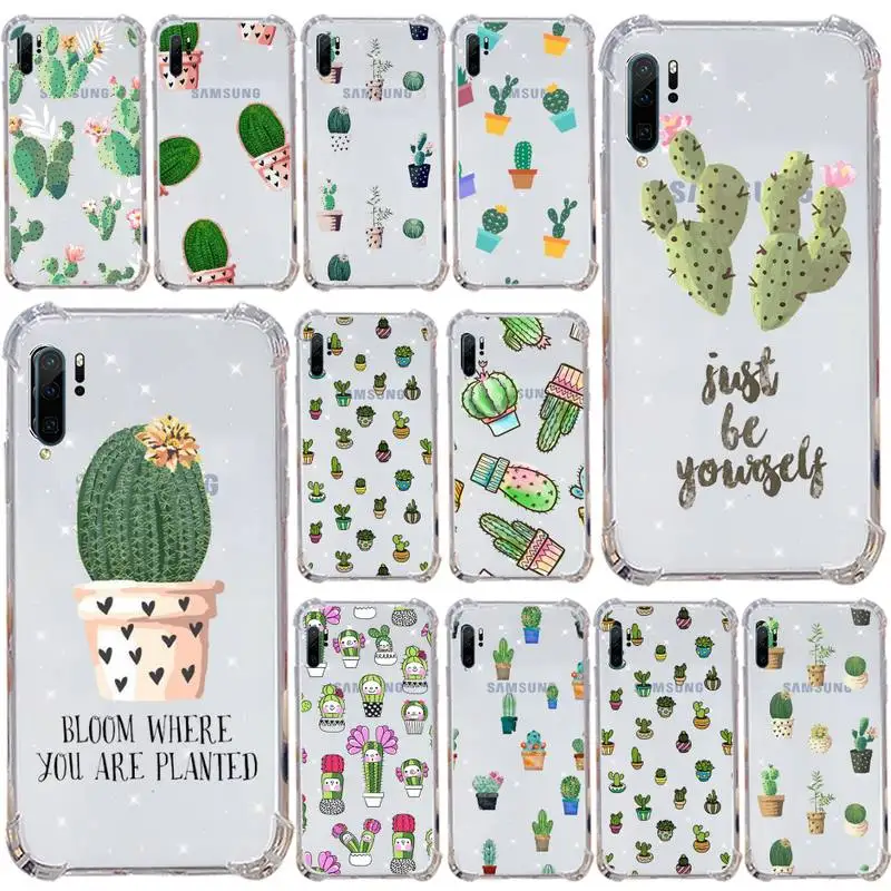 

Lovely kawaii cactus Phone Case Transparent for Samsung s9 s10 s20 Huawei honor P20 P30 P40 xiaomi note mi 8 9 pro lite plus