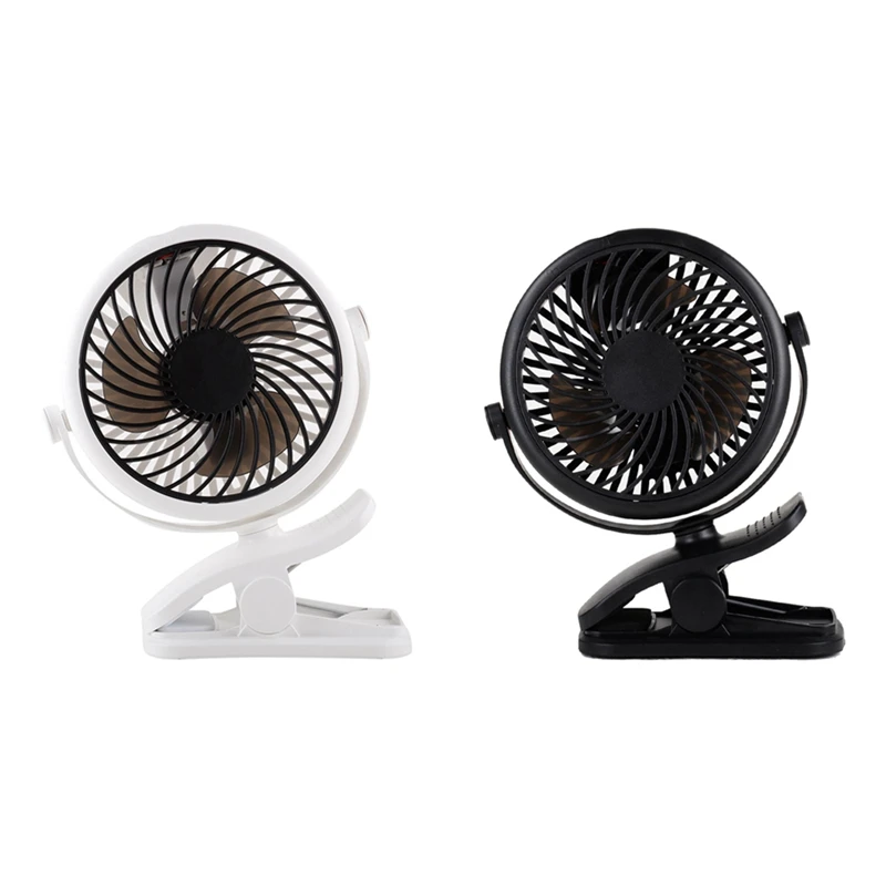 

2 Set USB Rechargeable Clip Desktop Fan Mini Portable Clamp Fan Ventilator Three-Speed Adjustable Wind Fan, A & F