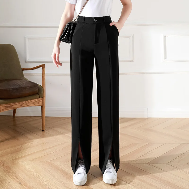 

Summer New Korean Women's Suit Wide Leg Pants Small Pants Women's Hong Kong Style Split Casual Pants