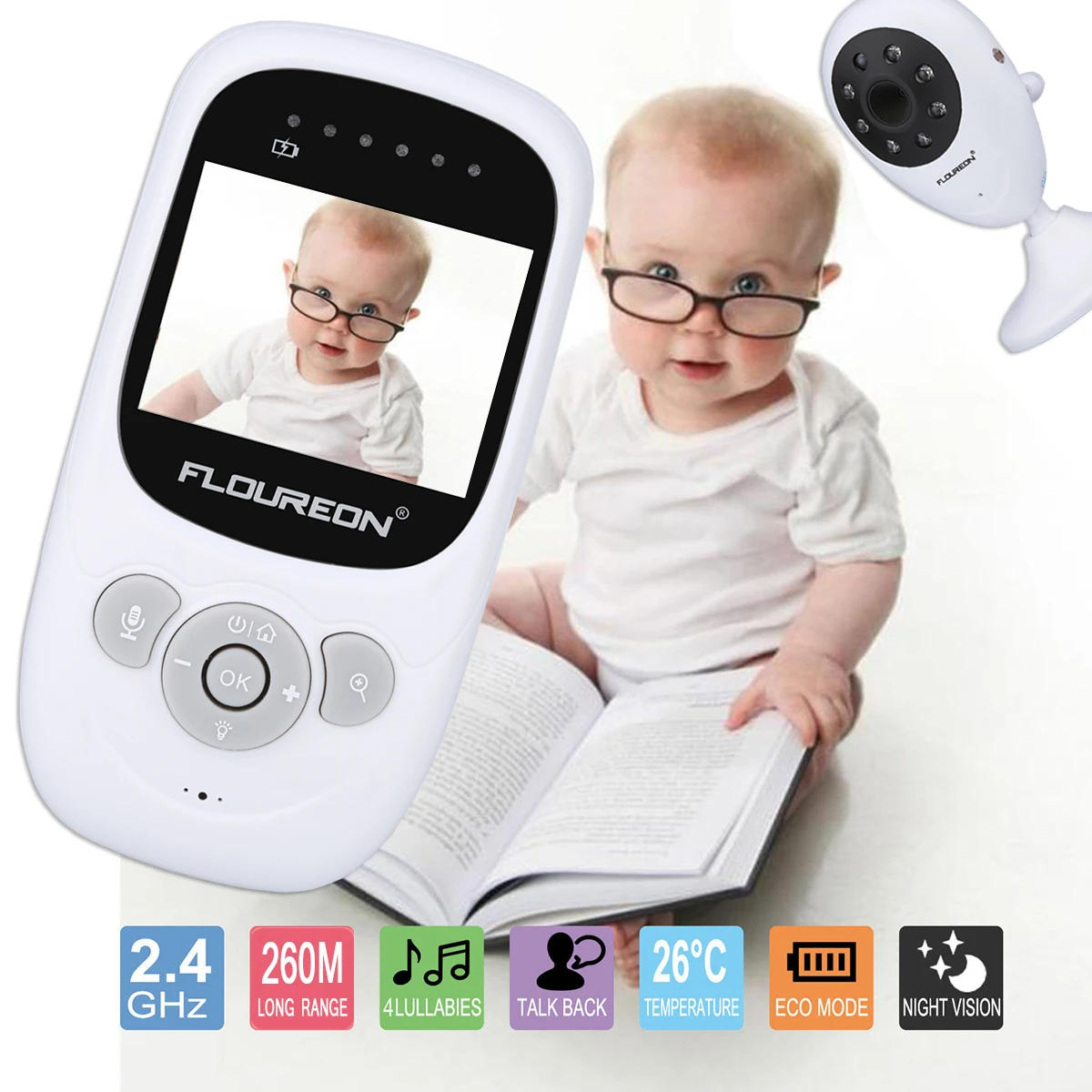 Беспроводной 2 4 монитор GHz Baby LCD Видео няня камера безопасности температурный
