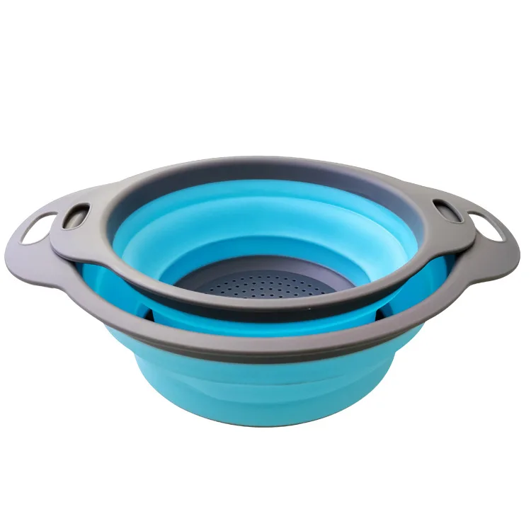 

2021 Silicone Folding Drain Basket Creative Retractable Silicone Fruit Vegetable Colander Kitchen Storage Gadgets colander