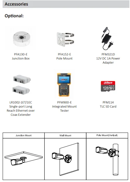 

Dahua 4MP Full-color WizSense IP Camera IPC-HFW3449T1-AS-PV SMART H.264+ H.265+ Supports one-tap disarming Bullet poe Camera