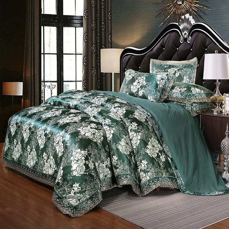 

Claroom Luxury Comforter Set Bedding Set Solid Color Bed Linens Silk Duvet Cover Pillowcase Queen King Size DA66#