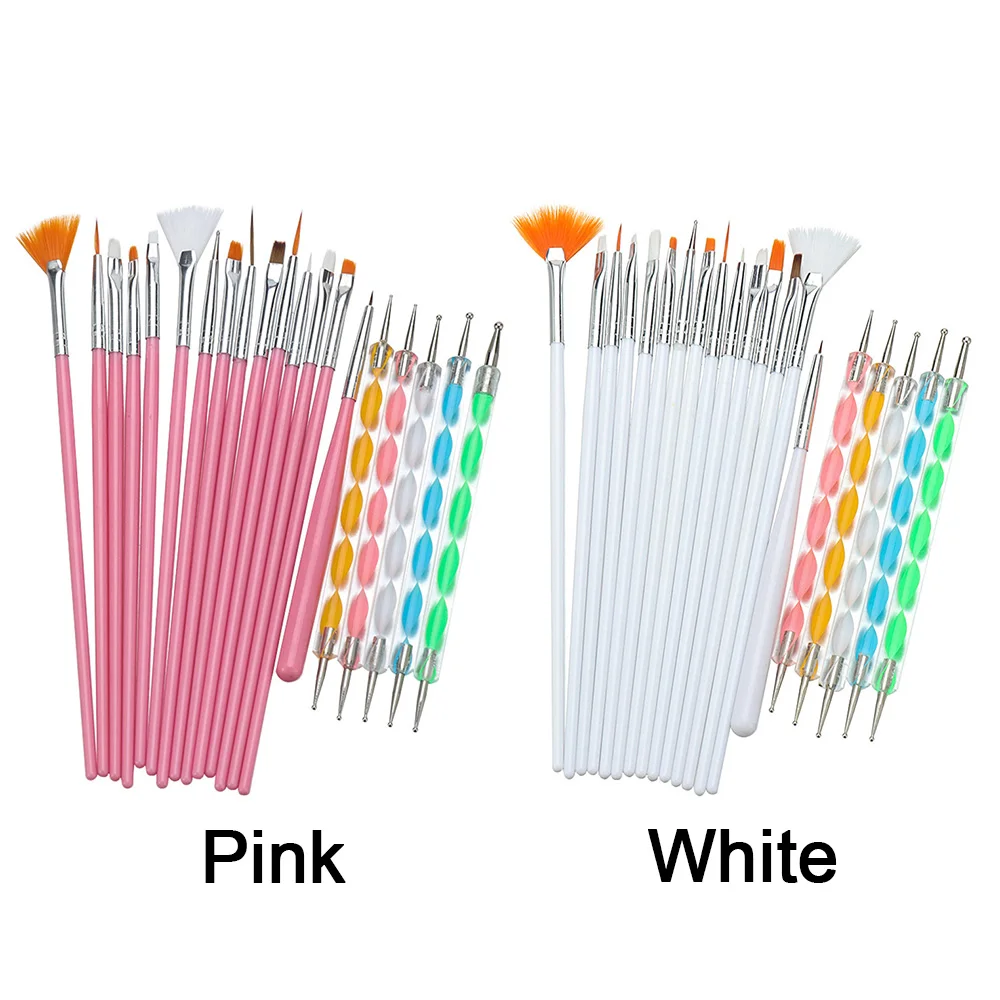 Набор кистей для дизайна ногтей набор розовых и белых кисточек рисования в