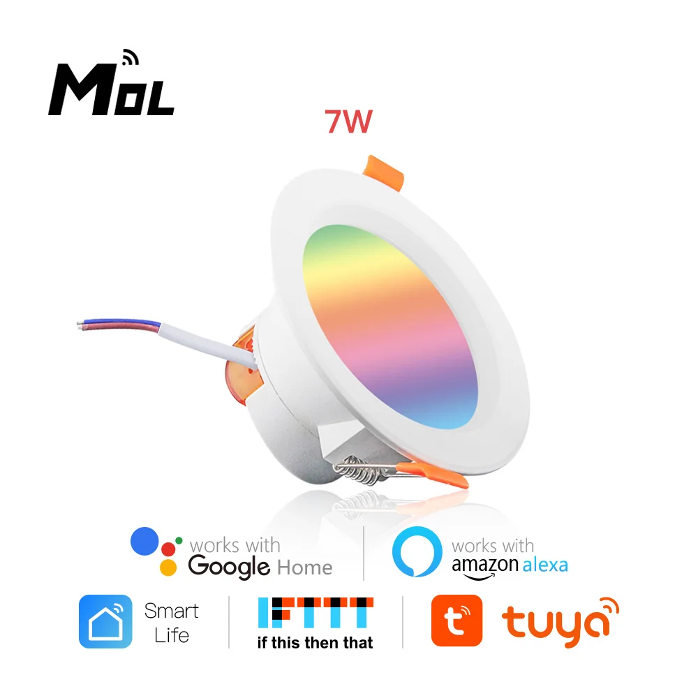 

LED Downlight WiFi Smart APP Dimming Round Spot Light 7W RGB Color Changing Warm Cool light Work with Alexa Google Home