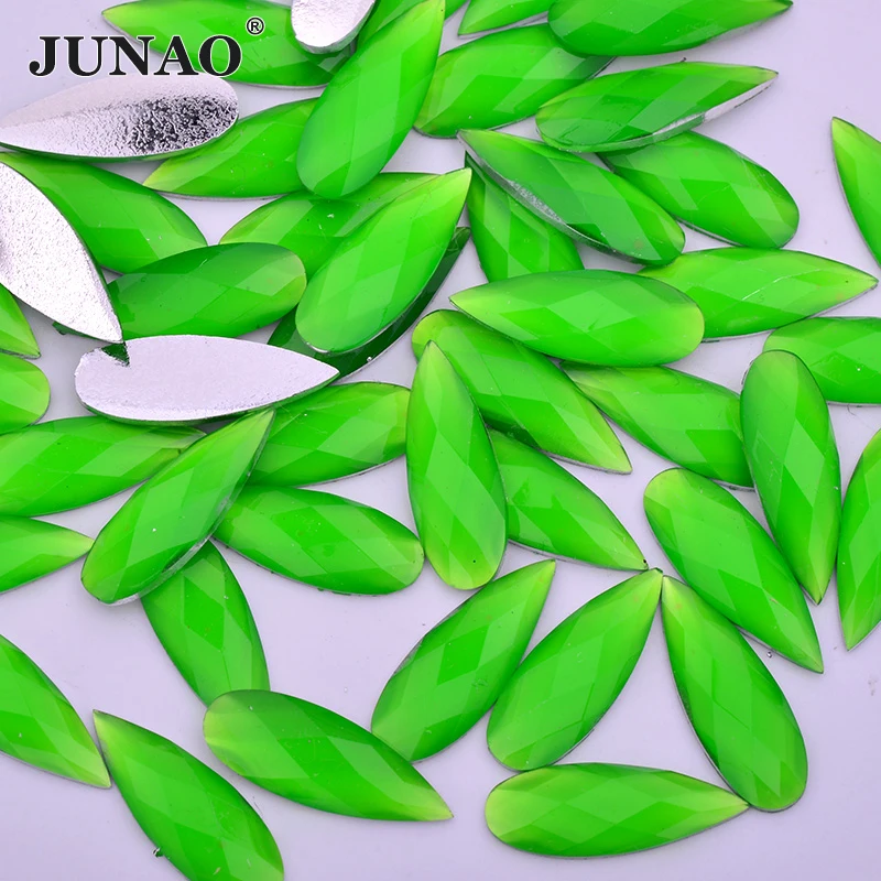 JUNAO 100 шт. 8*22 мм неоновая желтая ортопедическая аппликация с плоской задней