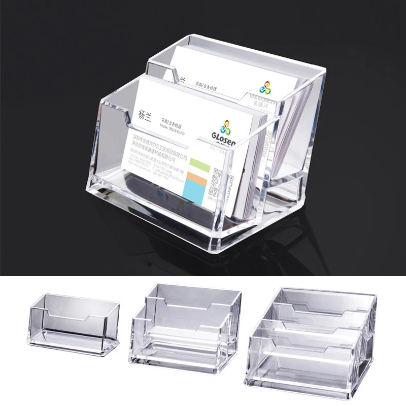 Настольная визитница для офиса прозрачная акриловая подставка визиток