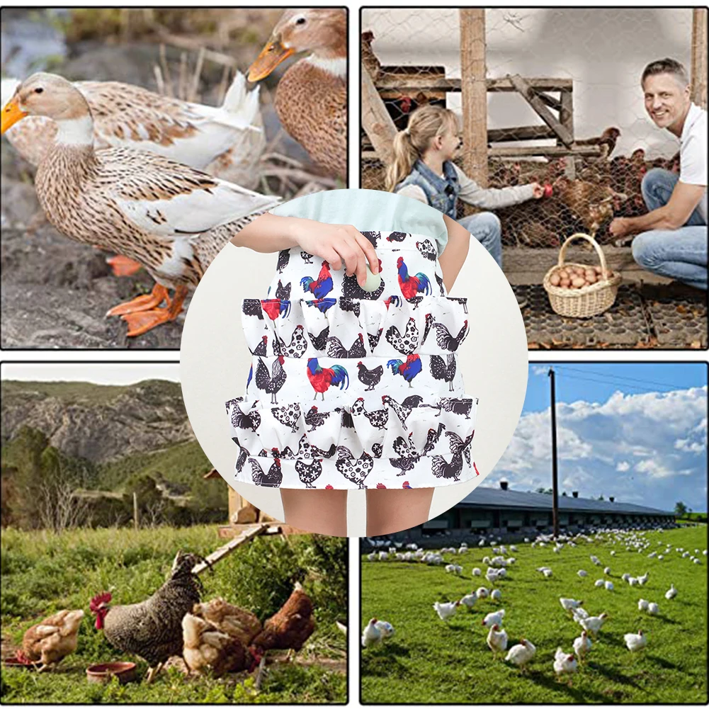

Egg Gathering Holding Aprons Farm Apron with 3/8/12 Pockets for Eggs Protection Collection Shatter-Resistant Skirt S M L
