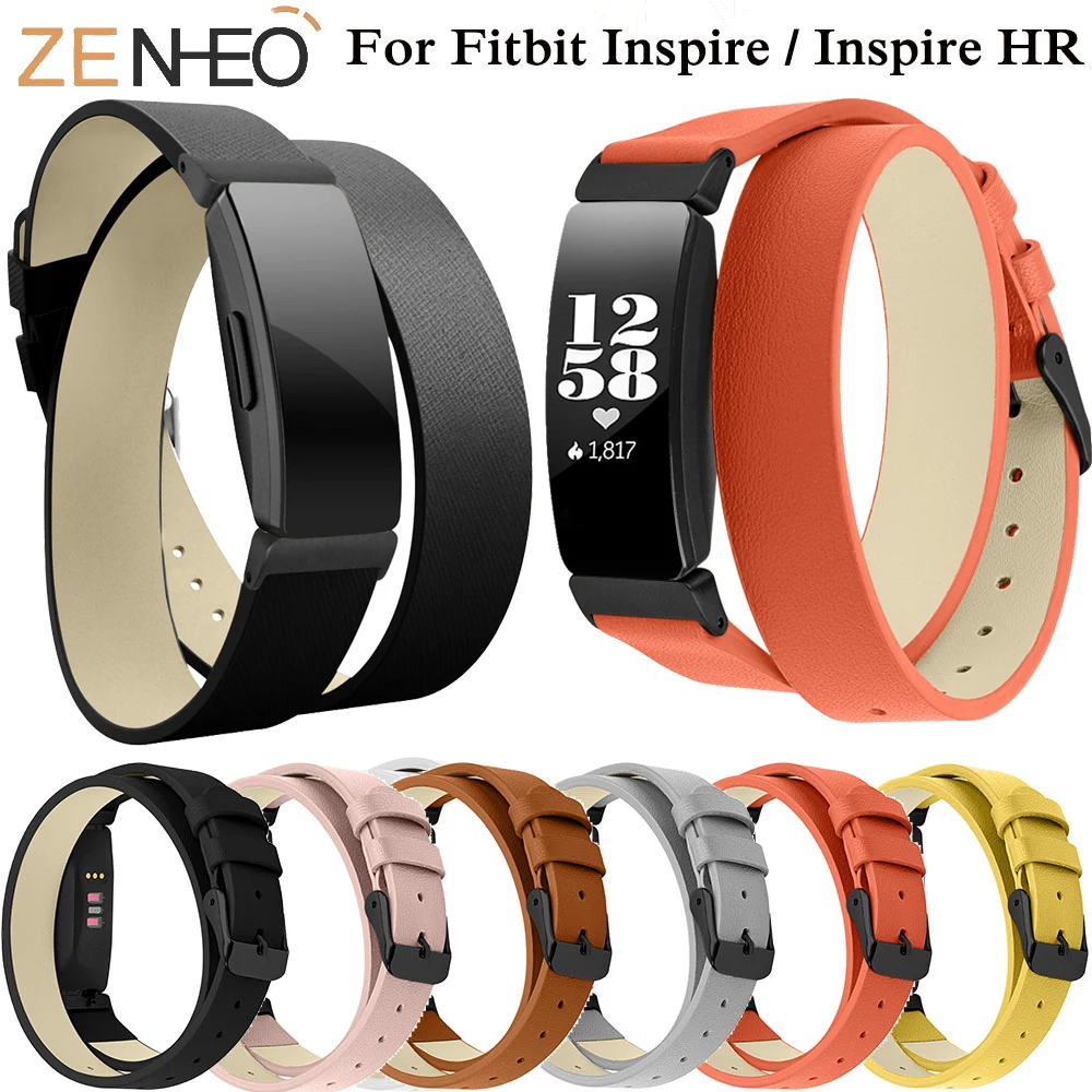 Сменный двойной спортивный ремешок из натуральной кожи для Fitbit Inspire HR на запястье
