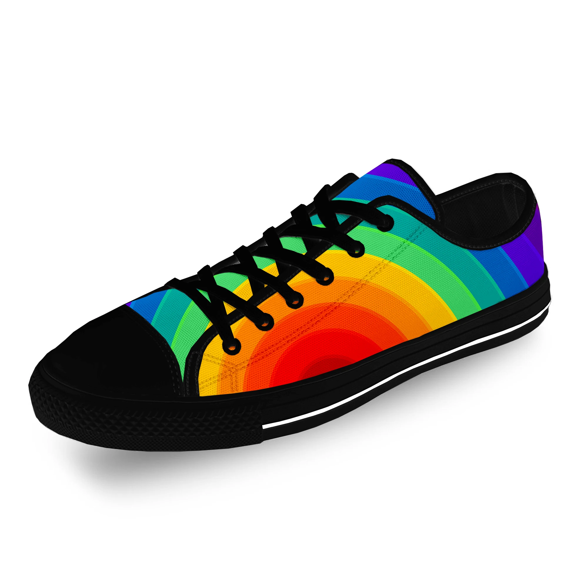 

Rainbow Spot Stripe Colorful Casual Cloth Fashion 3D Print Low Top Canvas Shoes Men Women Lightweight Breathable Sneakers