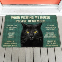 3d please remember cool black cat house rules doormat non slip door floor mats decor porch doormat