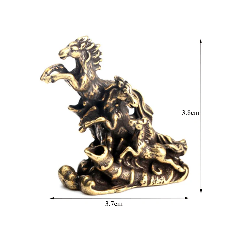 Твердая латунь бегущие лошади маленькая статуя подставка для ароматических