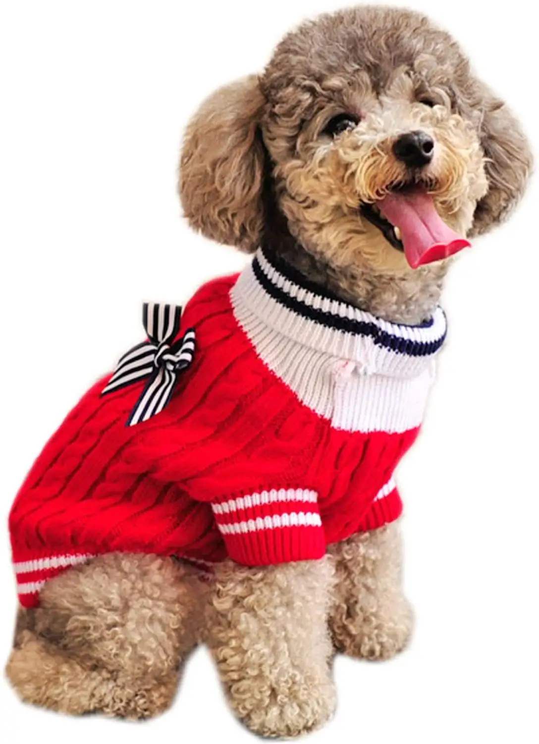 

Cable-Knit Dog Sweater with Ribbon Style Coat Jacket Hoodie Pet Puppy Winter Warm Clothes Apperal for Dogs Cats