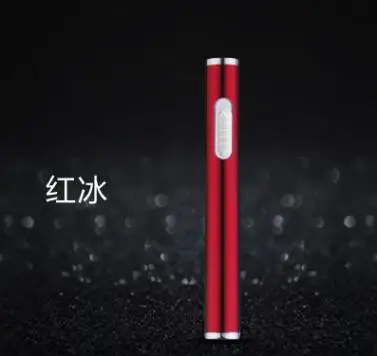 Красный Мини тонкая USB зарядка Зажигалка металлическая перезаряжаемая Электронная зажигалка портативная Зажигалка для сигарет Encendedor сигара пожарный курильщик - Цвет: Красный