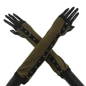 Стимпанк Для женщин купальные костюмы с пряжкой бондаж митенки для женщин с ремни с металлическими пряжками Для женщин Черный готический Стиль перчатки без пальцев